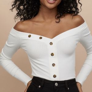 Ribbed Off Shoulder Top